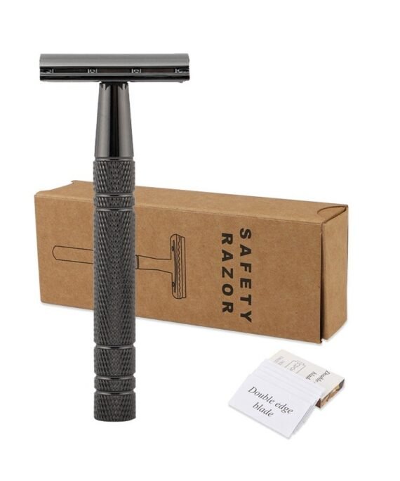 Elaimei Double Edge Safety Razor Set Black with 5 Piece Blade