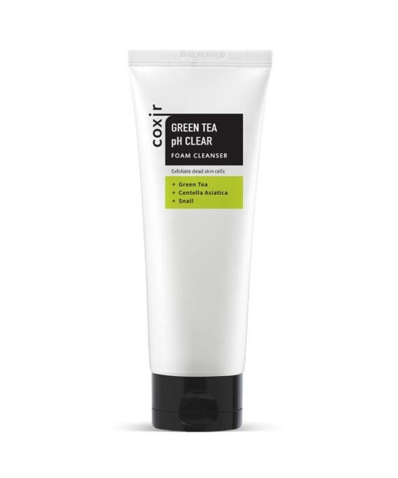 coxir GREENTEA PH CLEAR FOAM CLEANSER 5.07 Fl Oz l Low pH Formula Facial Washes with Gentle Exfoliating l deep cleanses pores and remove dead skin cells on skin