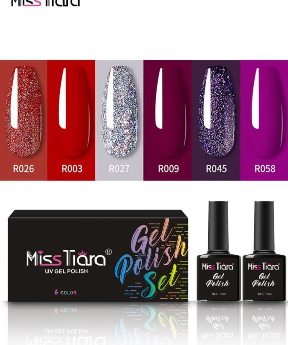 MissTiara Gel Nail Polish, Nail glue,6-Piece UV and LED Gel Nail Polish Set Multicolour Long Lasting Nail Gel Polish DIY nail art at home