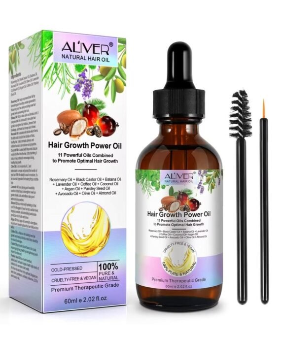 ALIVER 60ml Hair Growth Power Oil 11 in 1 Hair Growth Oil with Rosemary & Batana Oil for Thin Hair Repair Damaged Hair Nourishes Thin Hair Scalp Skin and Loss Hair Growth Fit for All Hair Types
