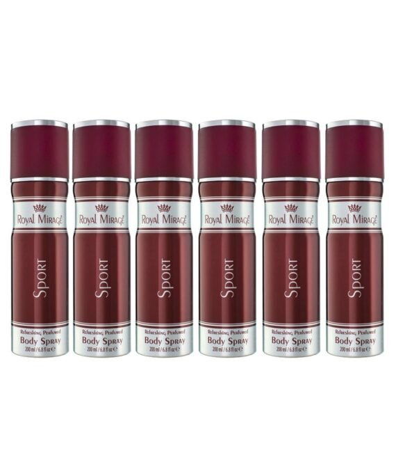ROYAL MIRAGE Pack of 6 Sport Refreshing Perfumed Body Spray 200ml