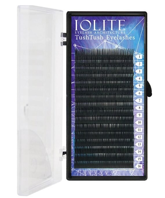 IOLITE Eyelash Extensions Individual Lashes B Curl 0.05T 12mm Russian Volume, 16 Rows