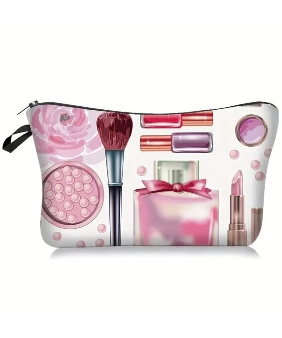 ORiTi Makeup Print Cosmetic Bag Portable Travel Storage Pouch Clutch Purse Zipper Toiletry Bag