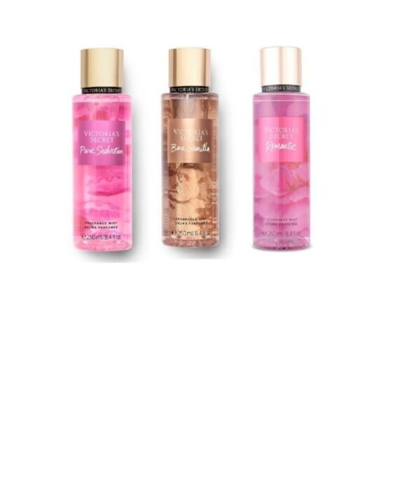 Victoria's Secret Pack of 3 Body Mist Pure Seduction, Bare Vanilla and Romantic 250ml Each