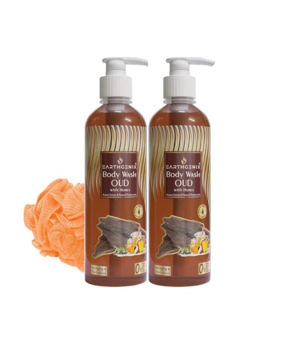 Earthgenix 2-Pieces Oud With Honey Body Wash 1000 Ml And Loofah