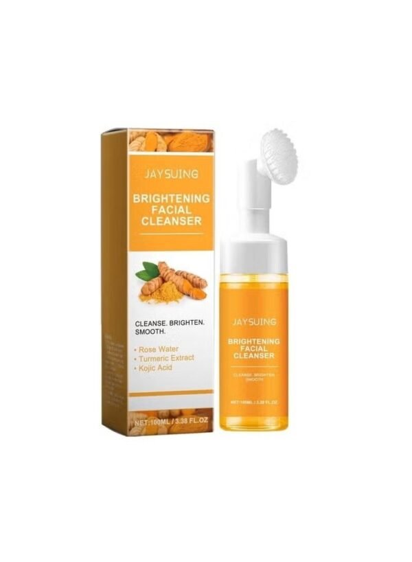 Jaysuing Turmeric Foaming Face Wash-Turmeric Foaming Facial Cleanser with Brush for Deep Cleaning Moisturizing to Reduce Blackhead, Antilacterial and Oil Control
