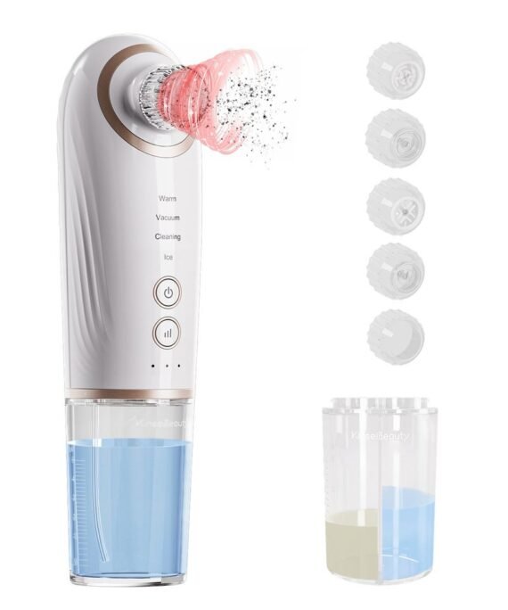 KinseiBeauty Blackhead Remover Pore Vacuum with Hot & Cold Water Compress, Hydrafacial Pore Vacuum with 3 Suction Power, 5 Probes. Electric Acne Comedone Whitehead Extractor Tools  for Face & Nose