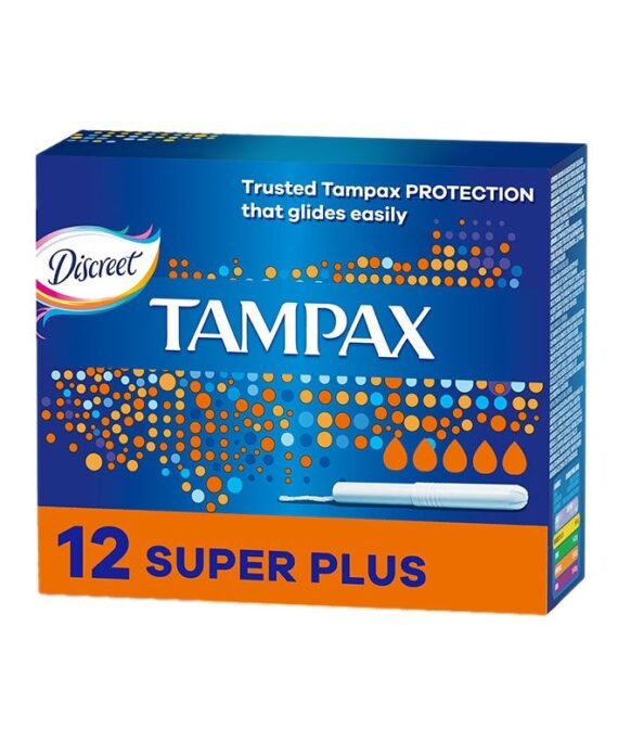 Tampax Cardboard Applicator Tampons Super Plus Absorbency 12 Count
