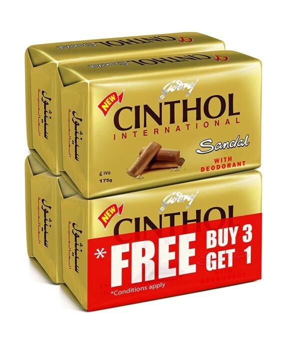 Cinthol Bath Soap 99.9% Germ Protection Sandal With Deodorant 175g Pack of 4