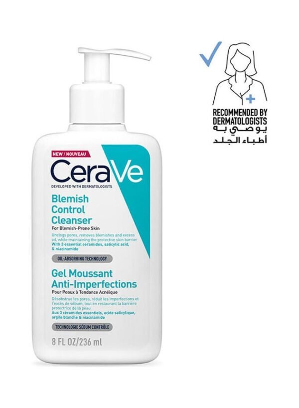 CeraVe Blemish Control Cleanser Face Wash For Acne & Blemish Prone Skin With 3 Essential Ceramides, Salicylic Acid, & Niacinamide 236ml
