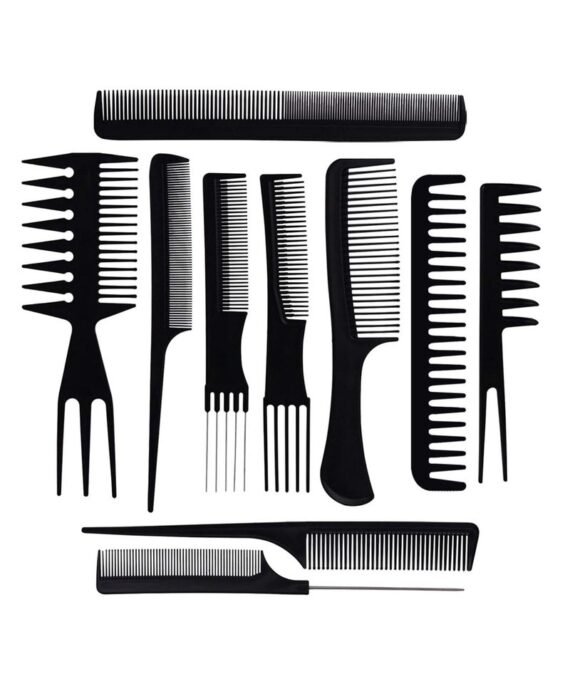 Generic 10-Piece Professional Anti-Static Hair Comb Set Black
