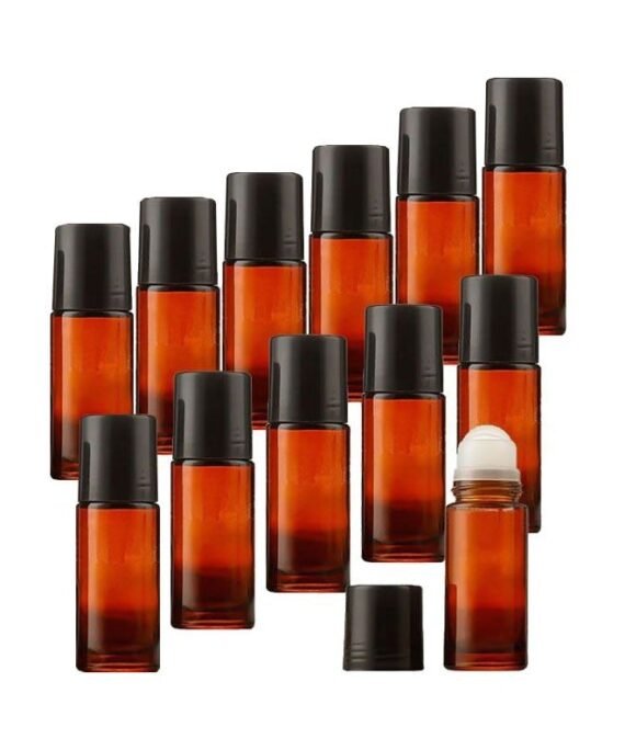 ZCM-HAPPY 12-piece Essential oil bottle set with rollerball brown 30ml