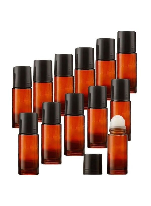 ZCM-HAPPY 12-piece Essential oil bottle set with rollerball brown 30ml