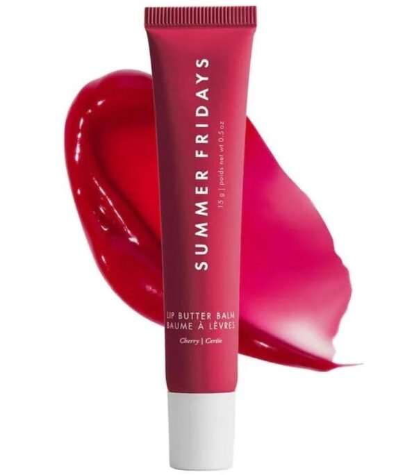 SUMMER FRIDAYS Tinted Lip Butter Balm - Conditioning Vegan Lip Balm for Instant Moisture, Shine & Hydration - Sheer-Tinted, Soothing Skincare - Cherry (.5 Oz)