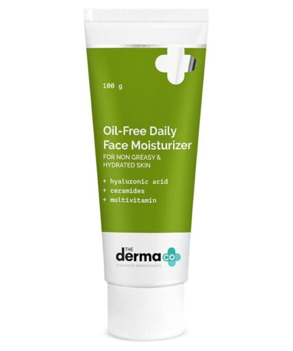 THE derma Co Oil-Free Daily Face Moisturizer With Hyaluronic Acid, Ceramides And Multivitamins for Non-Greasy And Hydrated Skin - 100g Prolonged Moisturization | Strengthens Skin Barrier