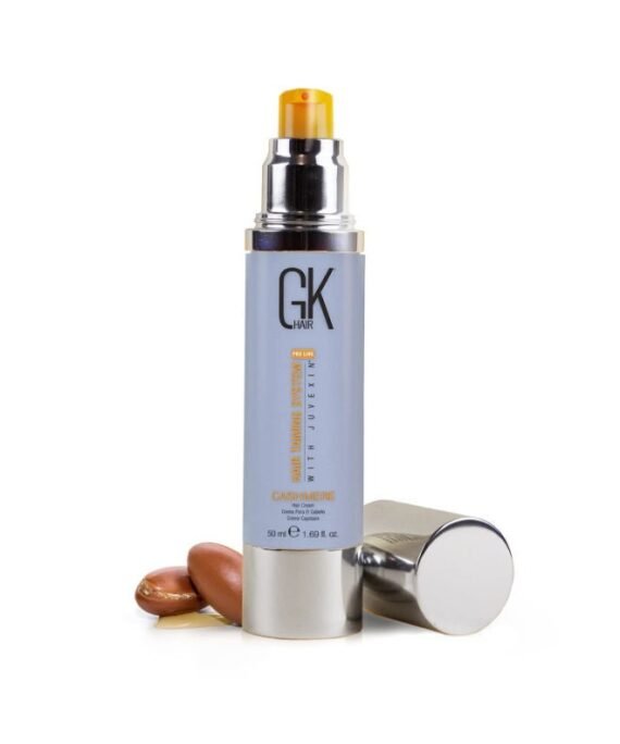 GK Hair Leave in Cashmere Hair Smoothing and Styling Cream (1.69 Fl Oz/50ml) Argan Oil for Anti-Frizz Sleek Shine and Hydrates Dry Damaged and Unmanageable Hair Repair