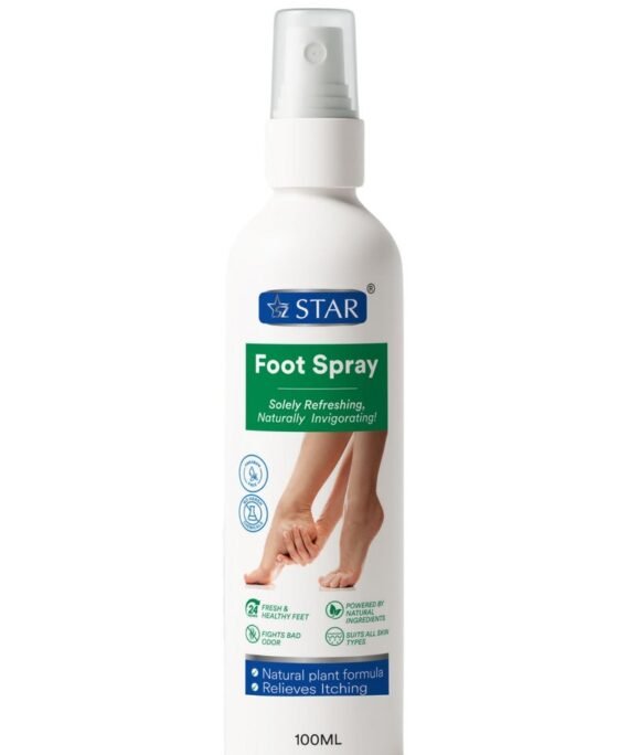 SZ Star Foot Spray with Natural Plant Extracts & Essential Oils - Antibacterial, Antifungal & Deodorizing Formula for Feet Odor, Sweat, and Freshness - Moisture Absorbing, Soothing & Refreshing Feet Spray - (100ml)
