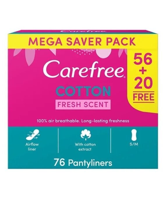Carefree Cotton Fresh Scented Daily Panty Liners, 76'S