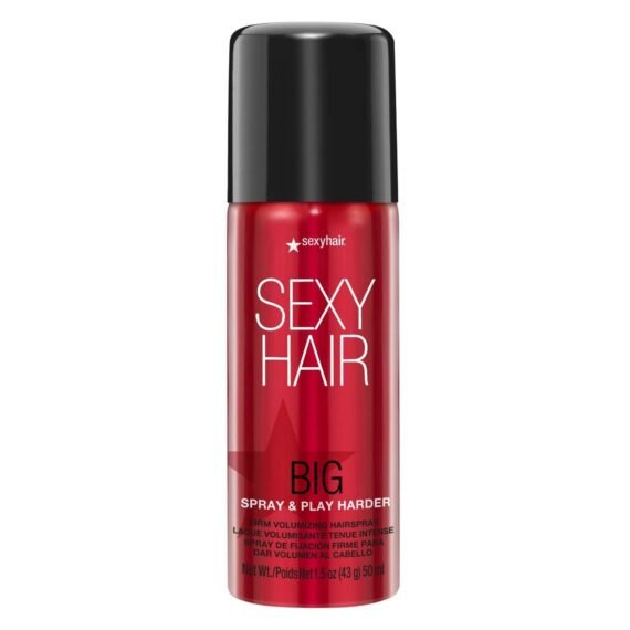 SexyHair Big Spray & Play Harder Firm Volumizing Hairspray Travel Size, 1.5 Oz | All Day Hold and Shine | Up to 72 Hour Humidity Resistance