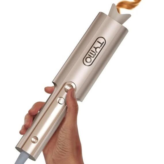 TYMO Upgraded Automatic Rotating Curling Iron - CurlPro Plus Long Barrel for Long Hair, Ceramic Hair Curler with Anti-Scald, Tangle-Free, 600M Ionic, Dual Voltage, Gold, 25mm