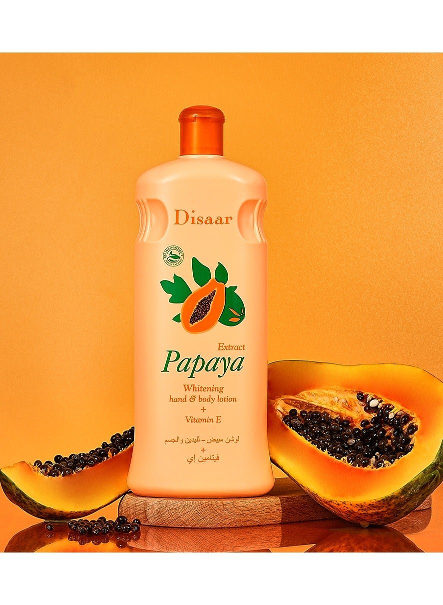 Disaar 600ML Organic Papaya Skin Whitening Body Lotion Vitamin E Enriched Moisturizer Removes Melanin and Keeps Skin Fair Smooth