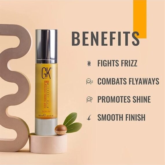 Global Keratin 100% Organic Argan Oil Anti Frizz Hair Serum Pack of 2 (1.69 Fl Oz/50ml) Styling Smoothing Strengthening Hydrating & Nourishing Heat Protection Shine For Frizzy Dry Damaged Hair