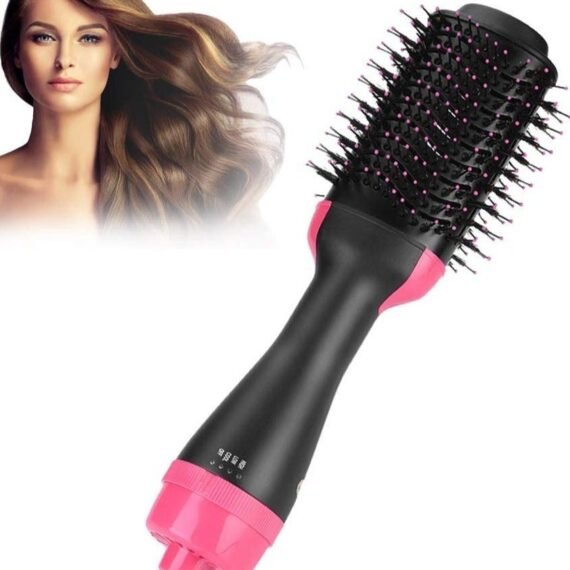 One-Step Hair Dryer Comb, 2-In-1 Multifunctional Negative Ion Straightener Curler Curling Brush Hot Air Comb Auto Rotating Hair Styler Tool for All Hair Types (us plug)