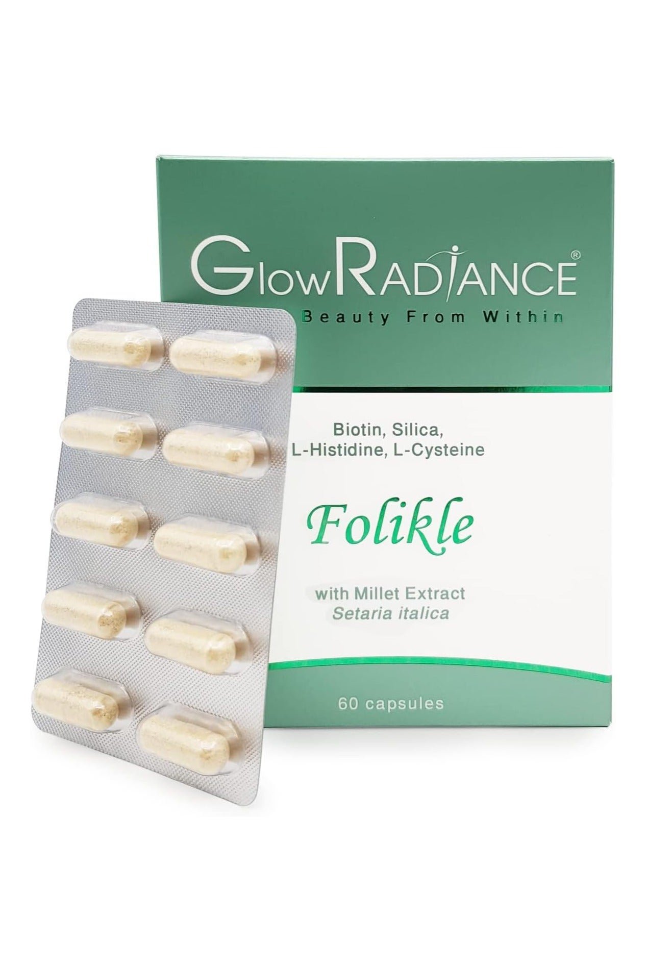 Glow Radiance Folikle 60 Capsules â Advanced Hair Growth Support | Stronger, Healthier & Thicker Hair | Nourishing Hair & Scalp Formula