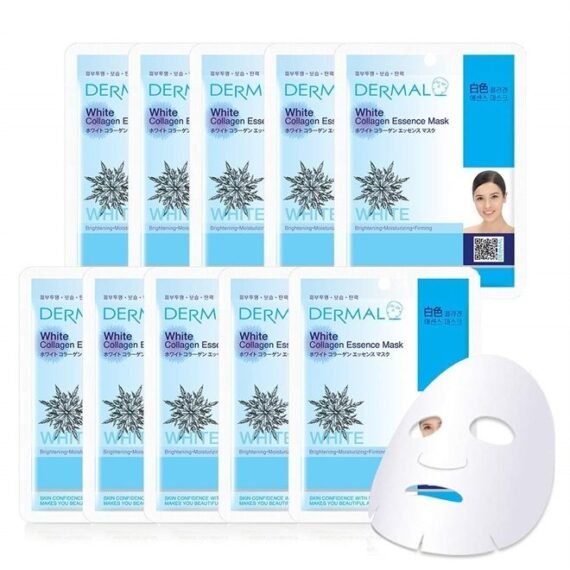 White Collagen Essence Full Face Facial Mask Sheet 23g Pack of 10