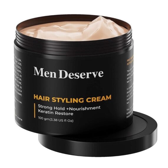 Men Deserve Hair Styling Cream 100g Provides Strong Hold And Nourishment Paraben Sulphate Free Non Greasy Hair Cream For Men With Coconut Oil Keratin Hair Cream For Dry And Frizzy Hair