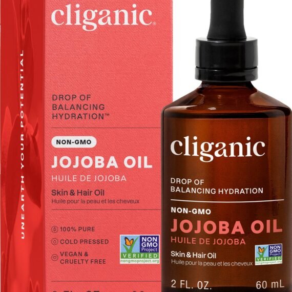 Cliganic Non-GMO Jojoba Oil for Skin, Hair & Face (2oz) | 100% Pure, Natural Cold Pressed Unrefined Hexane Free