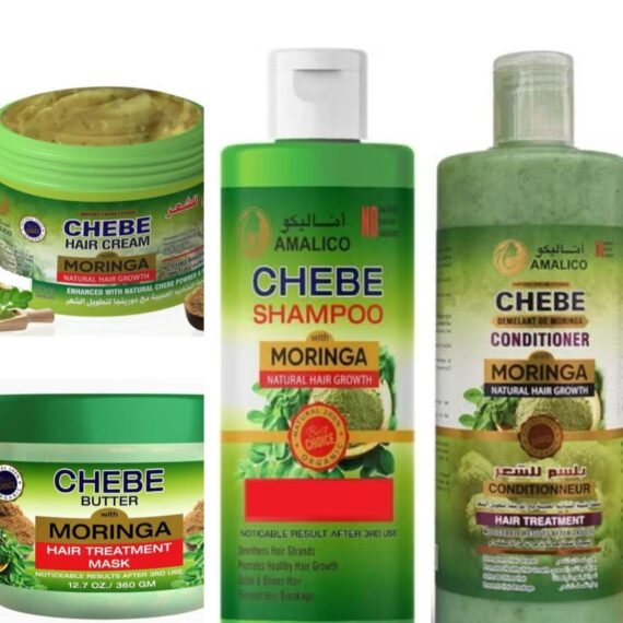 Set Of 4 Pcs Moringa With Chebe Powder For Hair Growth Conditioner 500 ml + Hair Shampoo 500 ml +  Hair Traitment Mask 360 g+ Leave-in Hair Cream 360 g