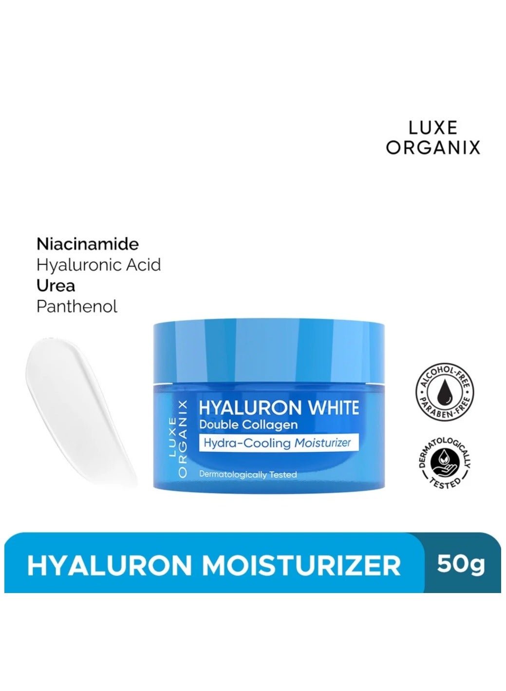 LUXE ORGANIX Hyaluron White Double Collagen Hydra-Cooling Moisturizer 50g