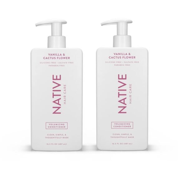 Native Vanilla & Cactus Flower Volumizing Conditioner contains Naturally Derived Ingredients| All Hair Types - Color & Treated, Fine to Dry Damaged |Sulfate & Dye Free, 16.5 fl oz each (2 Pack)