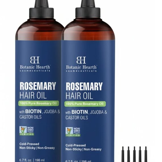 Pack of 2 - 100% Pure Rosemary Oil 198 ml For Hair Growth Infused With Biotin Hair Strenghtening Treatment Nourishing & Volumizing With Jojoba Oil & Castor Oil