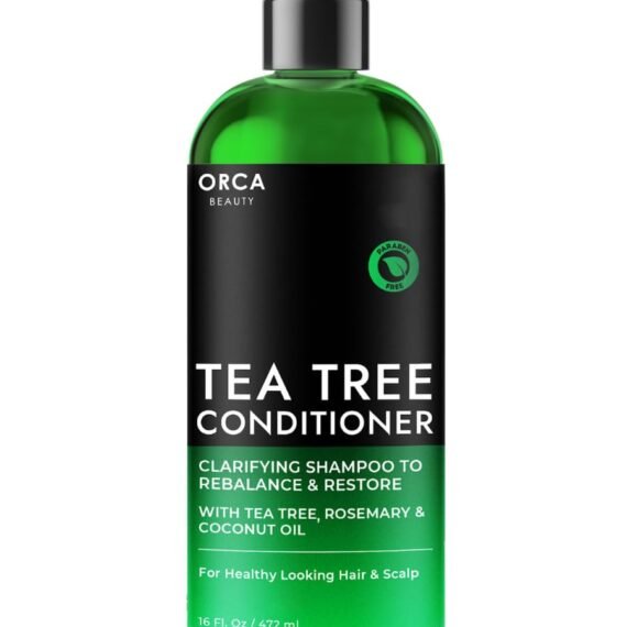 Orca Beauty Tea Tree Conditioner, 16oz - Hydrating and Invigorating Natural Conditioner for Men & Women with Oily Hair and Dry Scalp, Enriched with Vitamin E, Coconut Oil, Silk Proteins, and Rosemary
