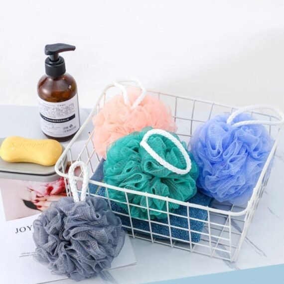 Soft Bath Shower Sponge Pouf Loofahs, Shower Puff Body Cleaner,4 Packs Each Eco-friendly Exfoliating Mesh Brush Pouf Bath Shower Ball Sponge-Exfoliate, Cleanse, Soothe Skin ,Multi color