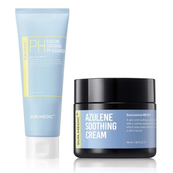 SUR.MEDIC+ Azulene Soothing Korean Skincare set: PH Cleanser & Soothing Cream
