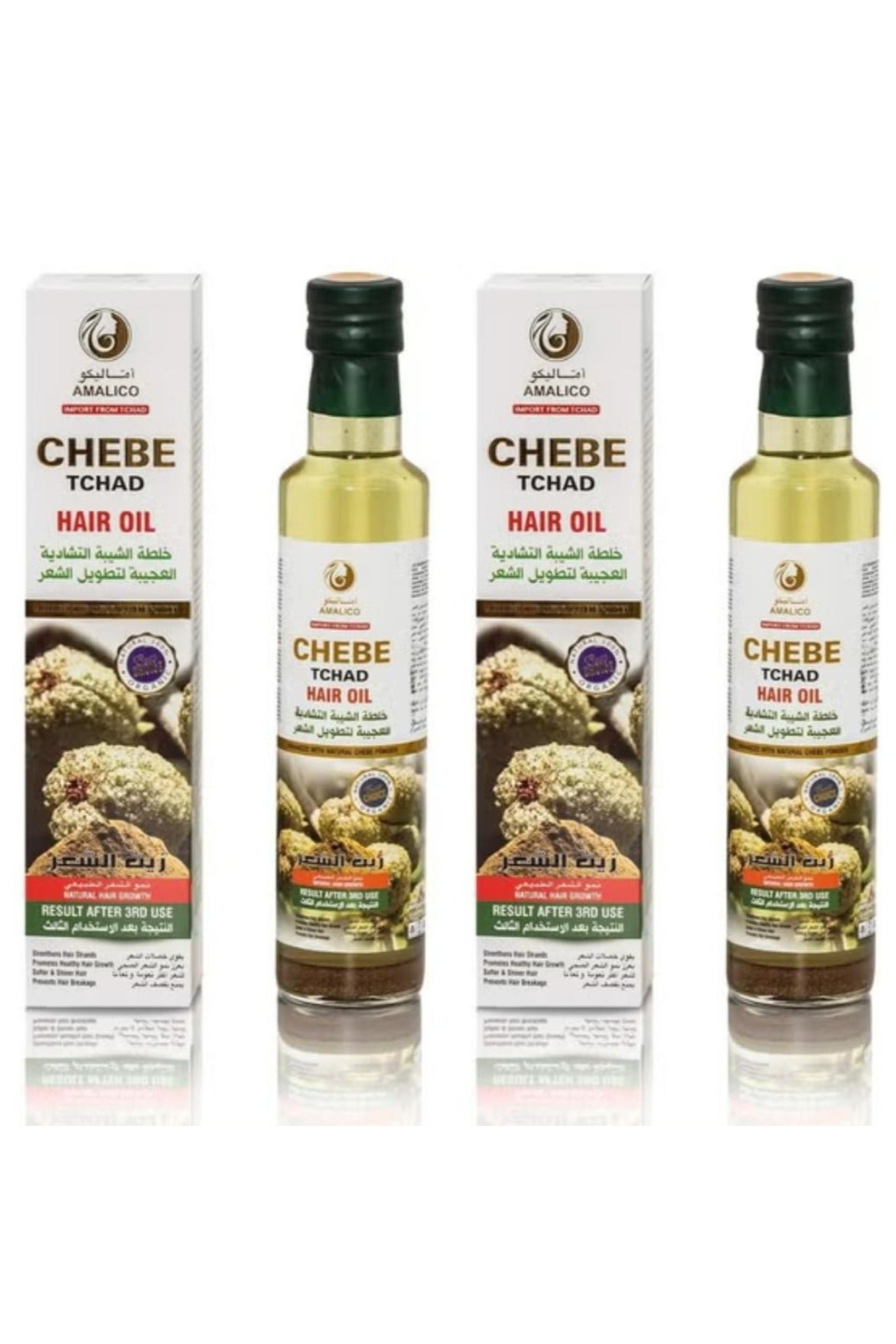 Oil for Hair Growth with Chebe Powder Ready to use Organic Oil for Scalp and Dry Damaged Hair Natural Oil Infused with Canola, Palm, Ostrich and Olive Oil 500 ml 2 pcs