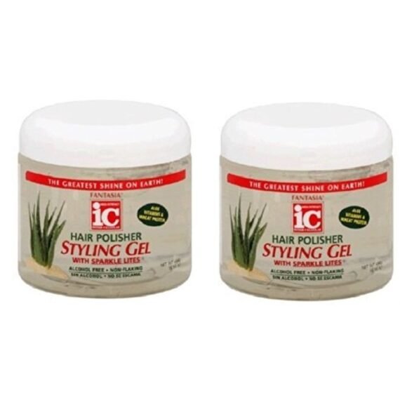 High Potency IC Hair Polisher Styling Gel, with Sparkle Lites, 16 oz (Pack of 2)