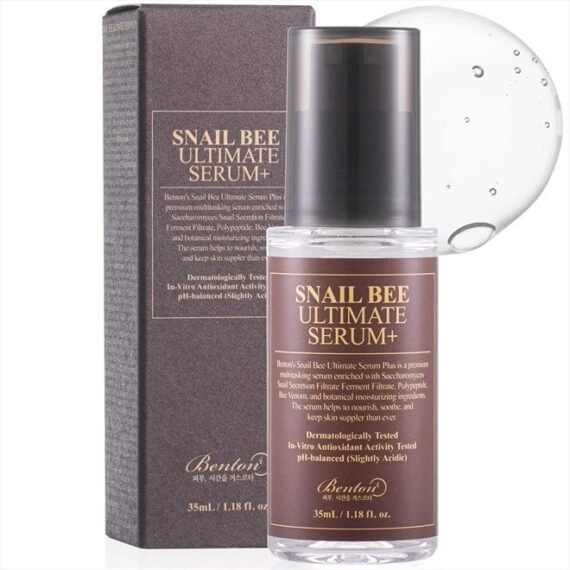 Snail Bee Ultimate Serum Plus 35ml (1.18 fl.oz.) - Snail Secretion Filtrate, Bee Venom, Tea Tree Leaf Water Contained Skin Nourishing & Soothing Facial Serum for Damaged, Acne-Prone Skin