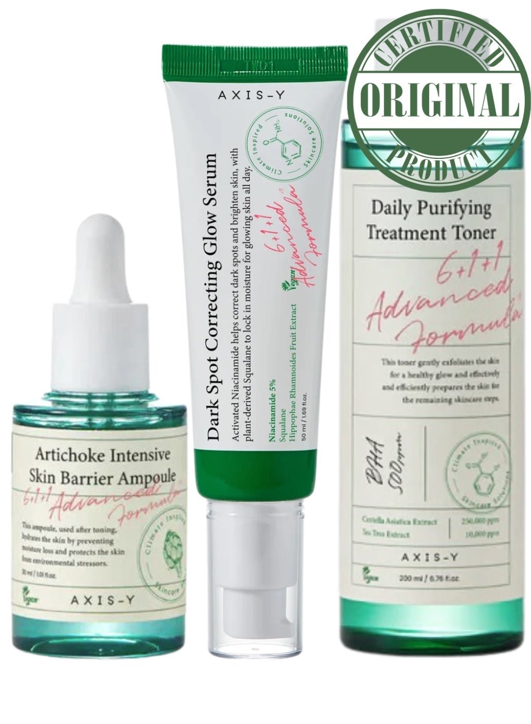 Uneven Tone & Weak Barrier Solution – Axis-Y Balancing Toner, Barrier Repair Ampoule & Brightening Glow Serum Set