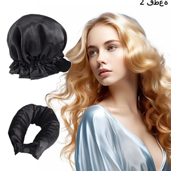 2Pcs New Satin Heatless Hair Curler, Hair Rollers for Heatless Curls with Hair Caps, Soft Curling Rod Headband for Long Hair, No Heat Curling Headband Can Sleep in Overnight（Black）