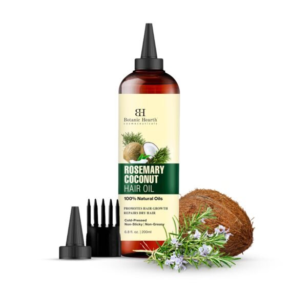 Botanic Hearth 100% Pure Rosemary Oil for Hair Growth | Infused with Coconut Oil | Hair Oil Repairs Dry Damaged Hair, Strengthening, Healthier - Hair Tonic, 6.7 fl oz