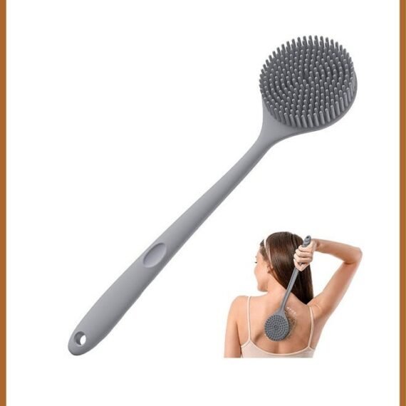 Silicone Back Brush,Long Handle Body Scrubber,for Deep Clean & Exfoliation,Shower Accessory for Men & Women(Grey)