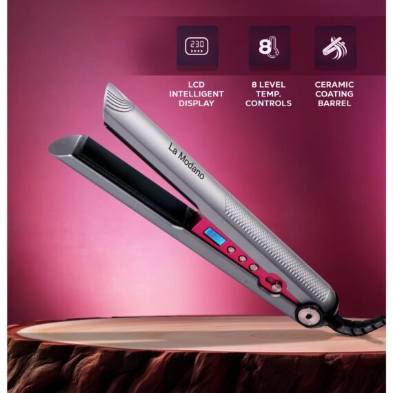 La Modano Hair Straightener with Ceramic Coating 8 Temperature Levels, LCD Display, PTC Heating, Lock Function LMHS450