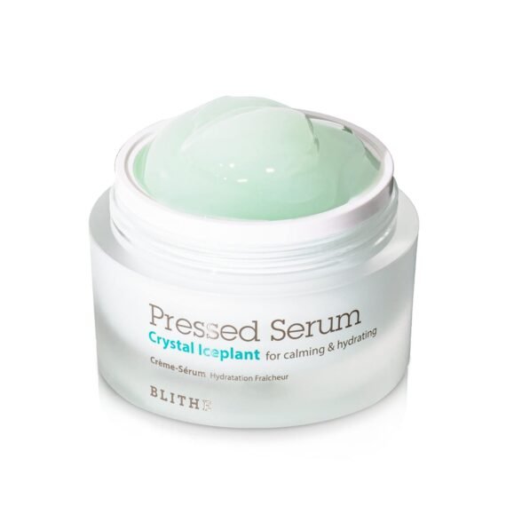 BLITHE Pressed Serum Crystal Iceplant Face Moisturizing Gel - Kbeauty Best Skin Cream for Dry Skin, Korean Serum for Combination Skin & Redness Relief, Face Moisturizer for Dry Skin Cream 1.68 Oz