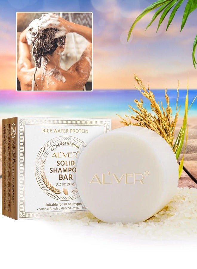 Rice Water Protein Shampoo Bar Rice Water Solid Shampoo Bar for Hair Growth Rice Water protein Shampoo Bar for Strengthening Weak or Damaged Hair Thinning Hair & Hair Loss Soap