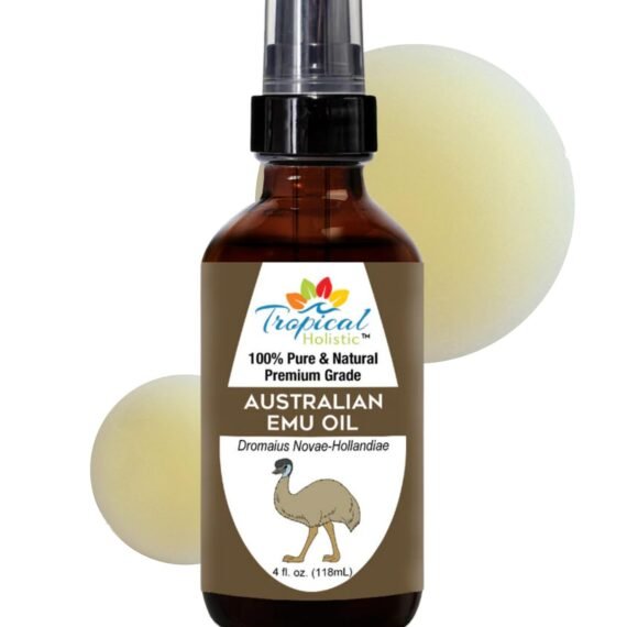 Tropical Holistic 100% Pure Australian Fully Refined Emu Oil 4 oz, Premium Grade Undiluted Natural Moisturizer for Skin, Hair, Piercings, Face, Feet, Nails