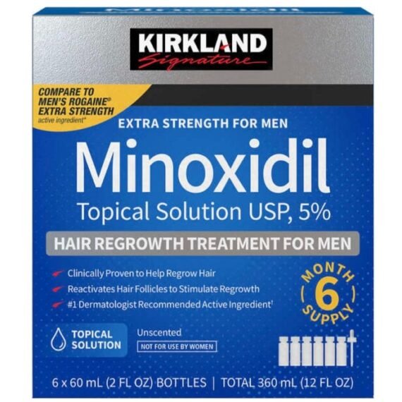6-Piece Minoxidil 5% Extra Strength Hair Regrowth Treatment 60ml